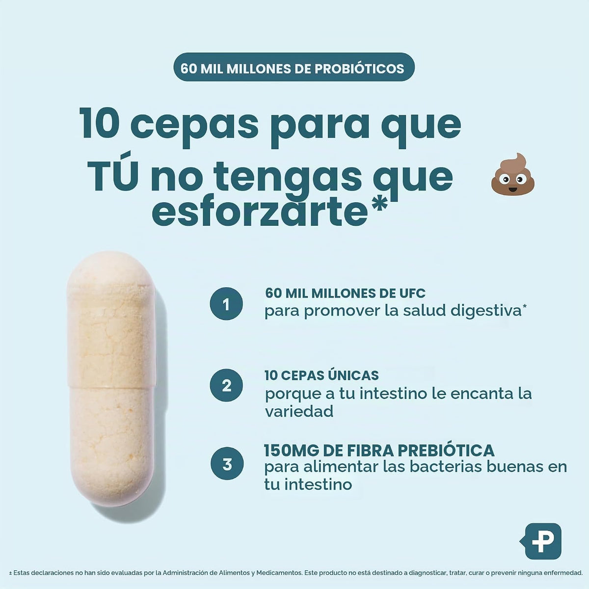 Physician's CHOICE Probióticos 60 mil millones de UFC – 10 cepas + prebióticos orgánicos