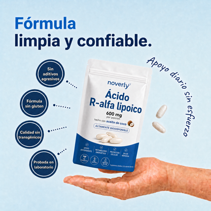 Ácido R-alfa lipoico - Cápsulas blandas de 600 mg en forma R pura